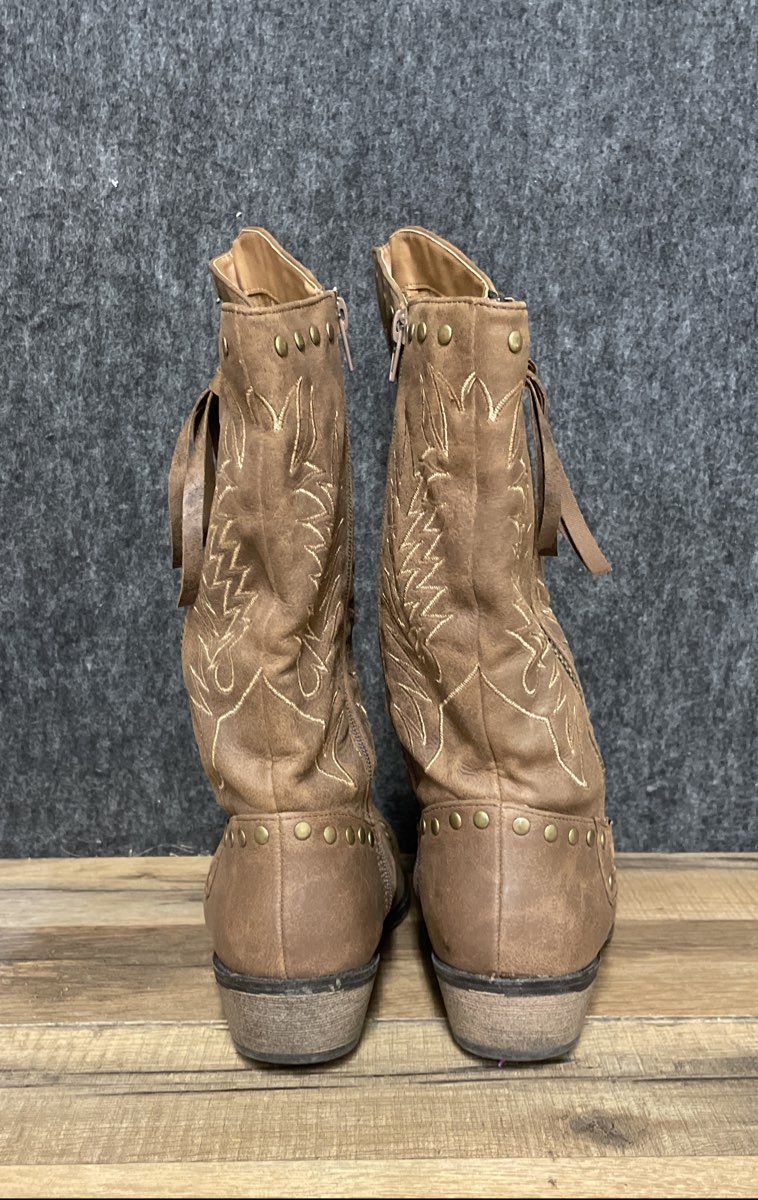Matisse Coconuts Brown Faux Leather Pirate Western Studded Boots Size 6 M