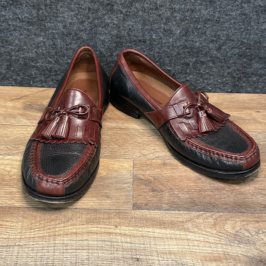 Johnston & Murphy Men's Tassel Kiltie Loafers Two-Tone Black Burgundy Size 8