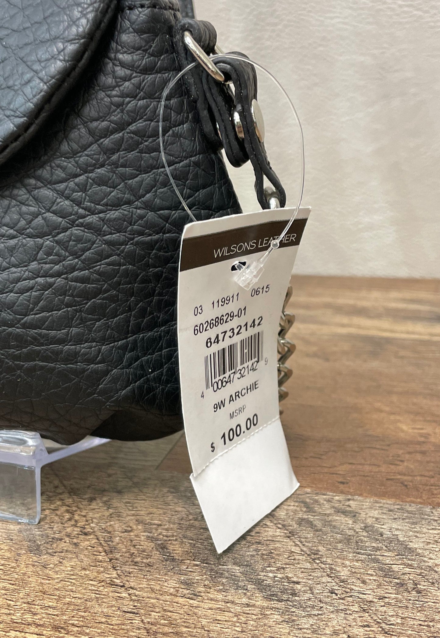 Nine West Black Pebbled Archie Crossbody Bag Silver Chain Strap NWT
