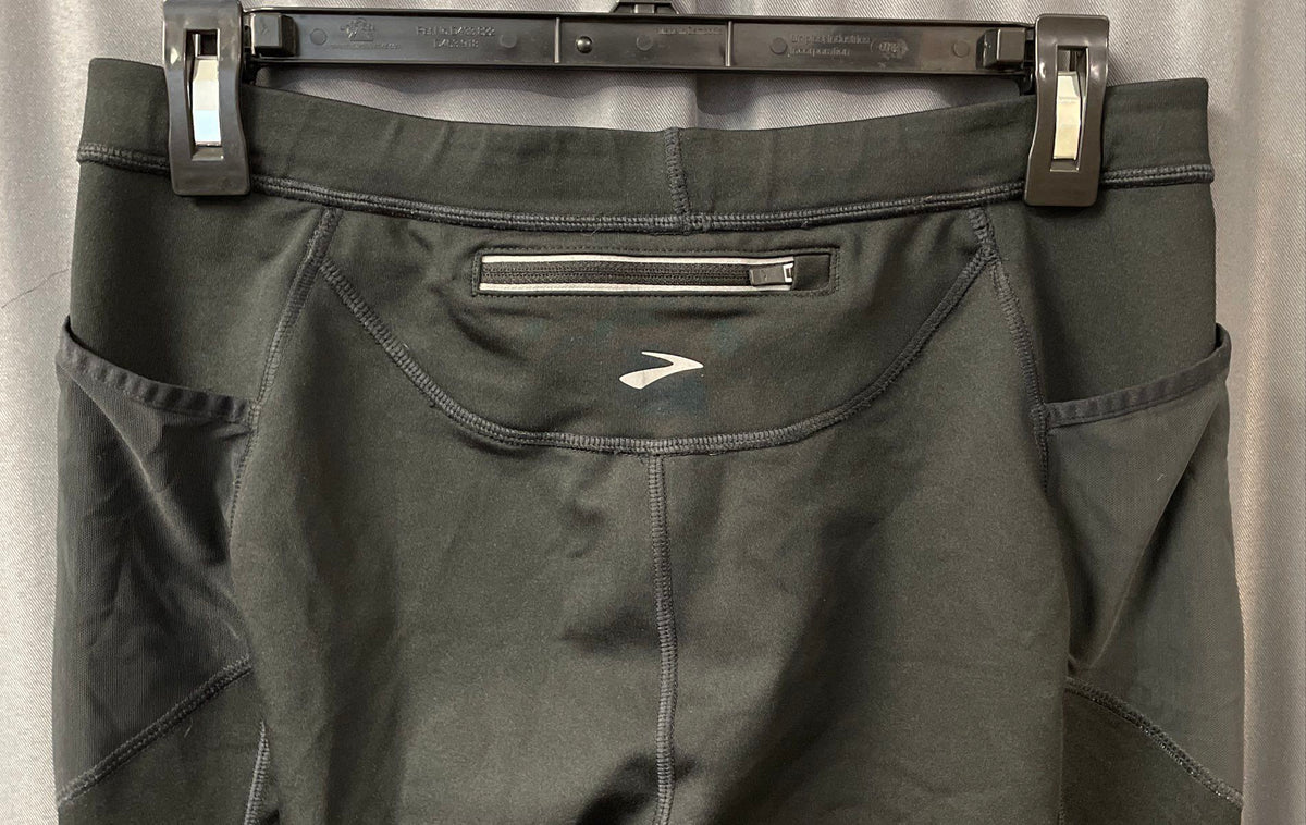 Brooks Men's Black Neon Green Reflective Running Pants Tights Sz L