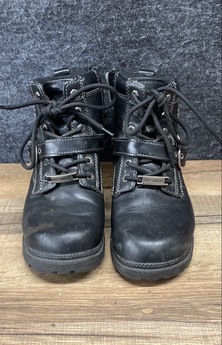 Harley Davidson 84424 Black Leather Harness Motorcycle Boots Women's Size 6