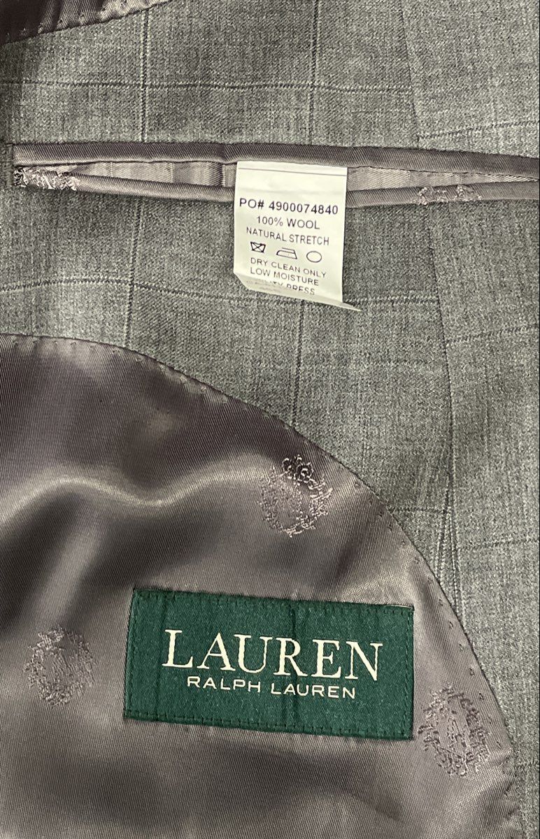 Lauren Ralph Lauren Men's Gray Glen Plaid Check 100% Wool Suit Jacket Blazer