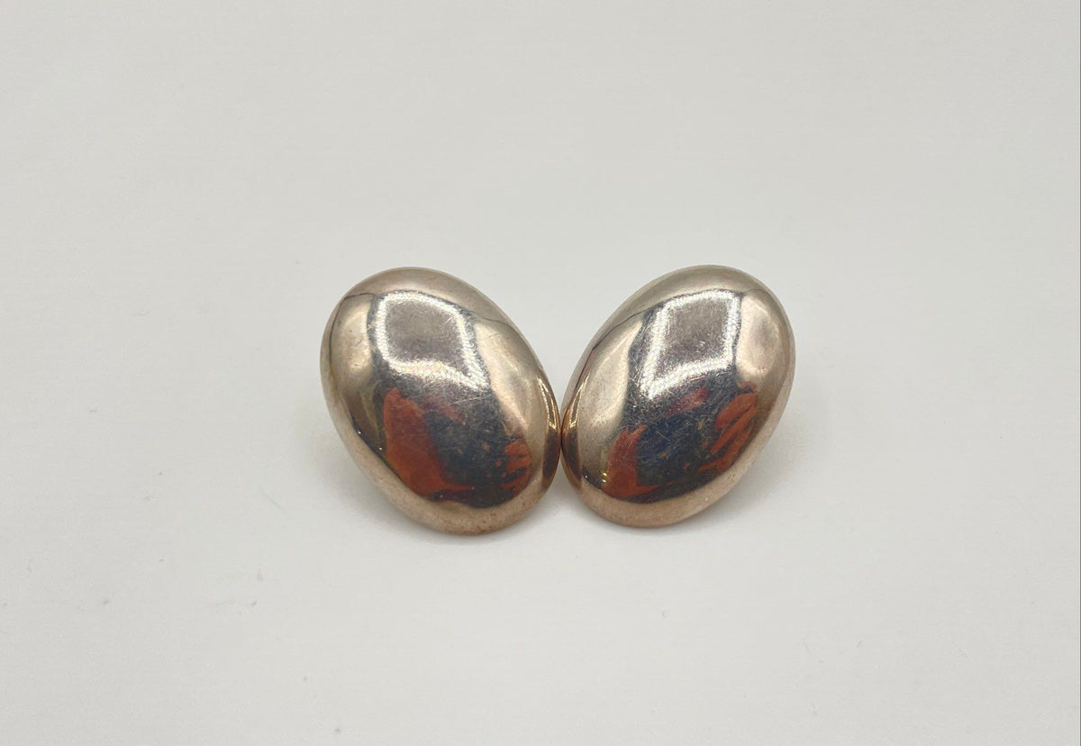 925 Sterling Silver Oval Dome Stud Earrings 5.9g