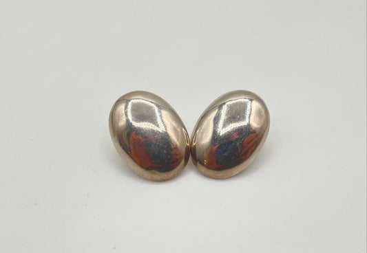 925 Sterling Silver Oval Dome Stud Earrings 5.9g