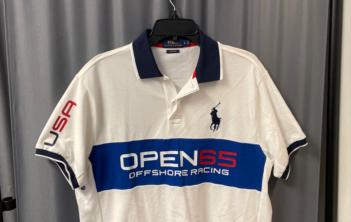 Polo Ralph Lauren Men's Open 65 Offshore Racing Polo Shirt White P-15 Sz L