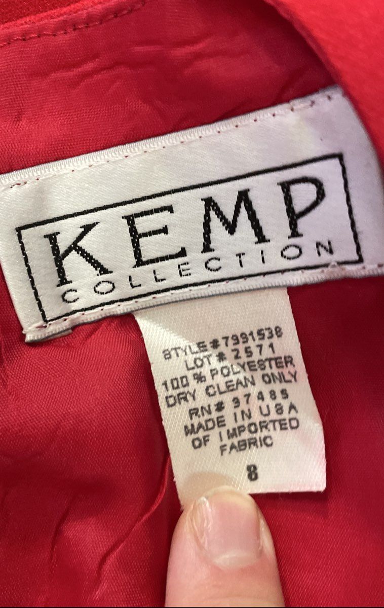 Vintage 90s Kemp Collection Women's Red Rhinestone Sheath Dress Sz 8 NWT