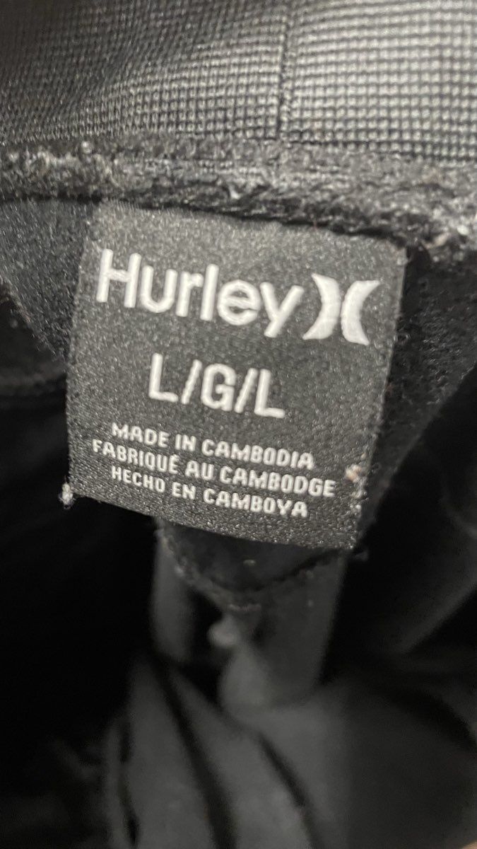 Hurley Men's Black Fleece Jogger Sweatpants Logo Drawstring Sz L