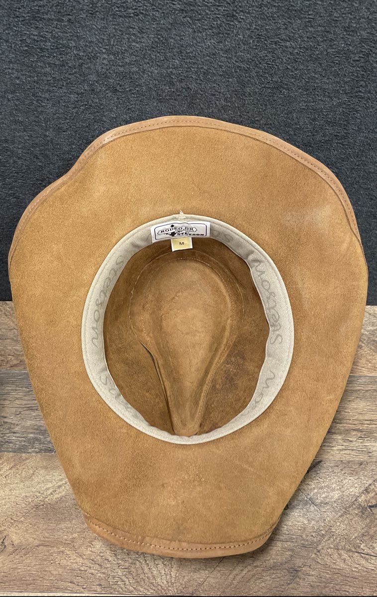 Vintage 90s Stetson Rodeo Dr Collection Tan Suede Concho Cowboy Hat Sz M