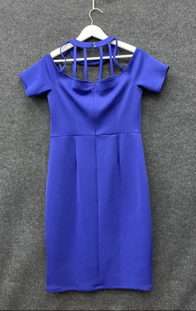 Bold Elements Women's Kalmine Shift Dress Verve Violet Blue Cage Neckline NWT M