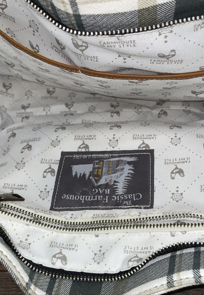 Farmhouse Is My Style White Plaid The Classic Farmhouse Bag Tote Knotted Handle