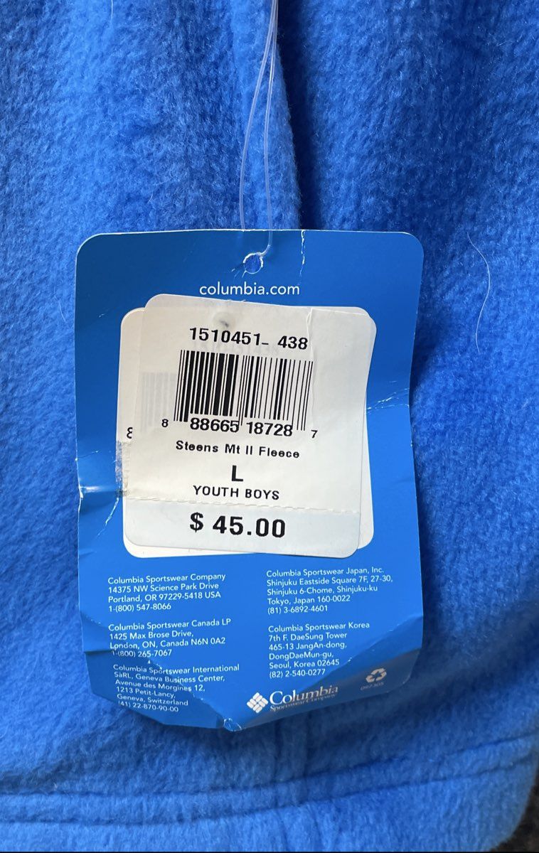 Columbia Boys Blue Steens Mt II Fleece Jacket NWT Sz L