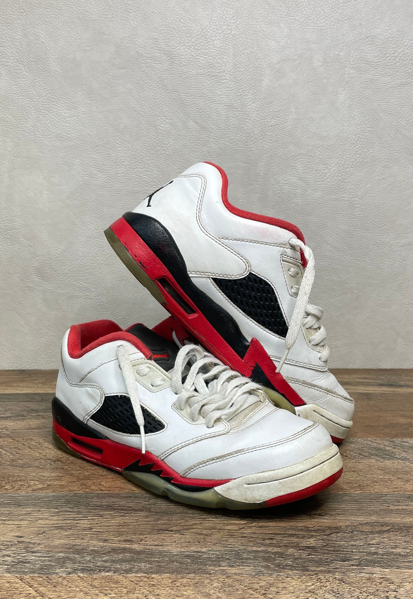 Nike Air Jordan 5 Retro Low Fire Red White Black Sneakers Size 6Y