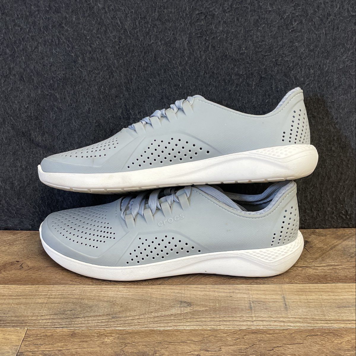 Crocs LiteRide Pacer Grey White Men's Lace Up Sneakers Size 10