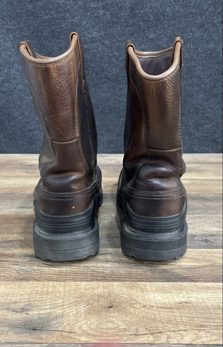 Herman Survivors Brown Leather Pull-On Wellington Work Boots Men's Size 12
