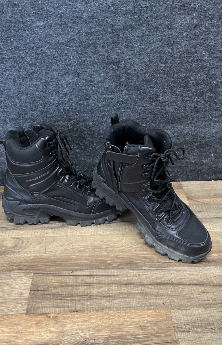 Unzhuo Make 5.AA Black Tactical Motorcycle Side Zip Combat Boots Size 44 EU