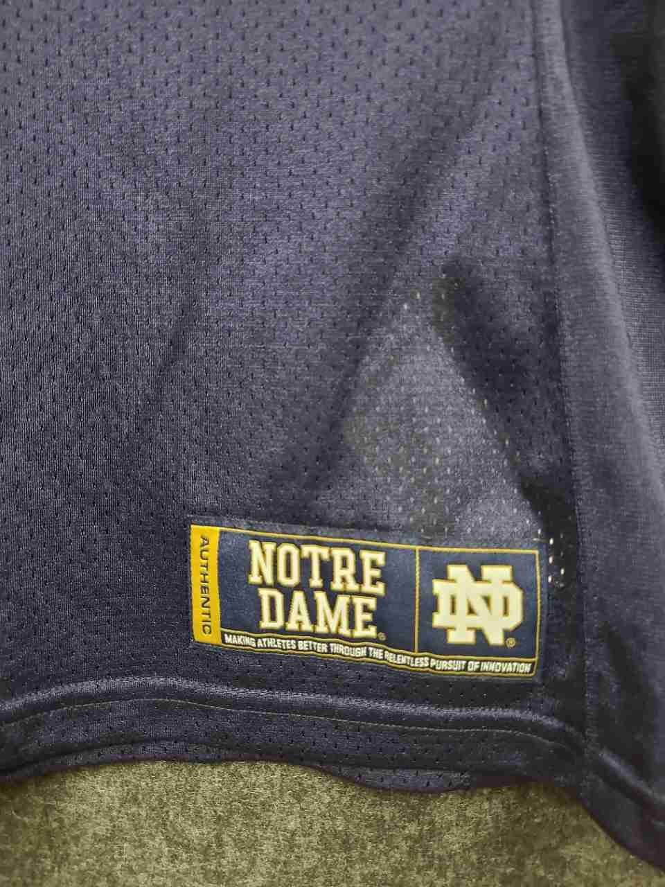 Under Armour Men's Notre Dame #18 Football Jersey Navy Pinstripe Sleeves XL