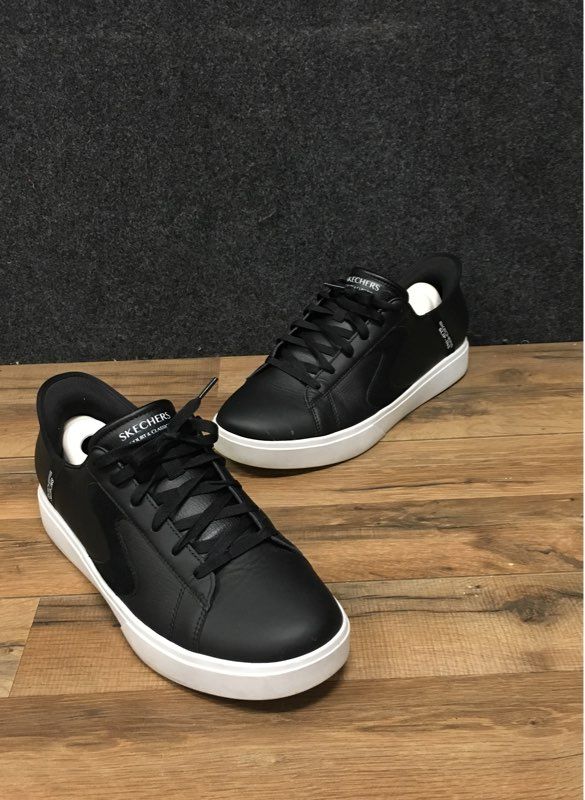 Skechers Hands Free Slip-ins Court & Classic Black White Men's Size 12 Wide Fit