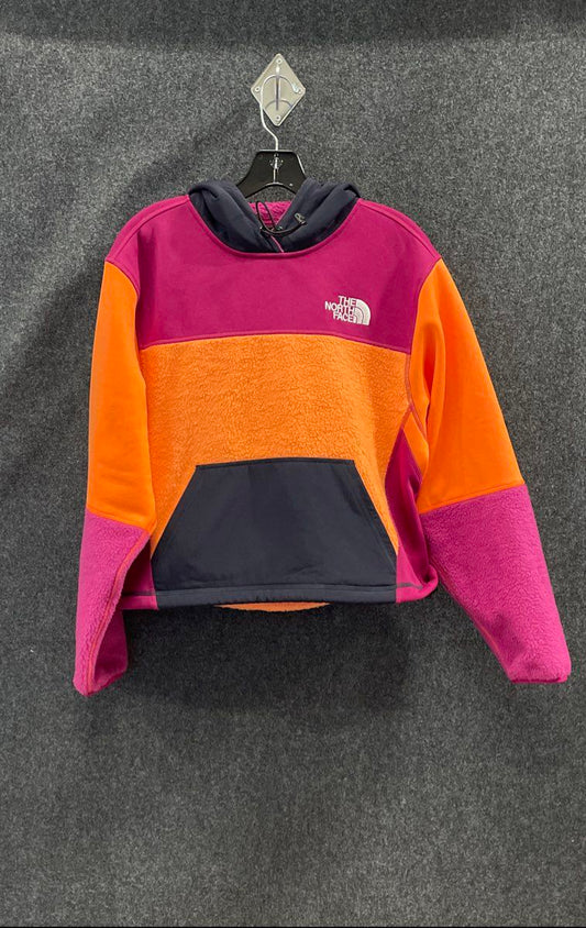The North Face Women's Cropped Fleece Pullover Hoodie Pink Orange Navy Sz M