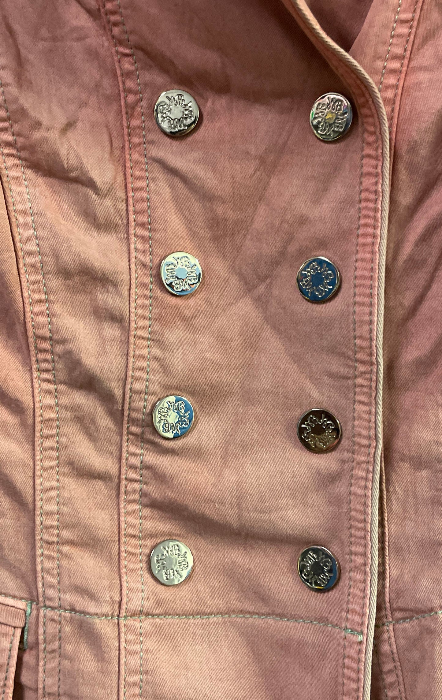 White House Black Market Women's Pink Military Double Breasted Jacket Sz 2