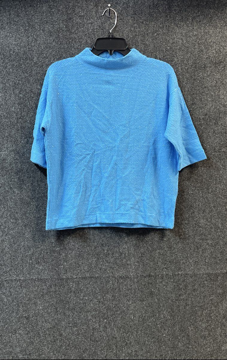 Alfani Women's Blue Neo Glow Metallic Mock Neck Knit Top Sz S NWT