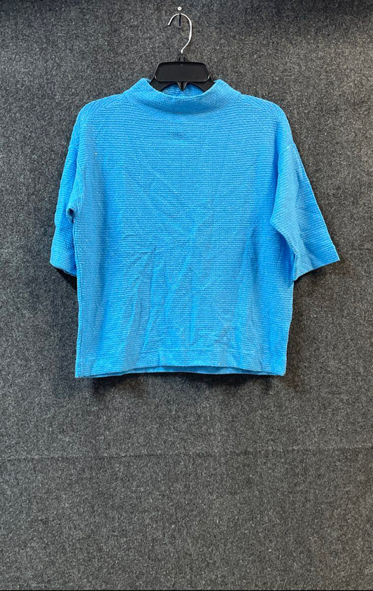 Alfani Women's Blue Neo Glow Metallic Mock Neck Knit Top Sz S NWT
