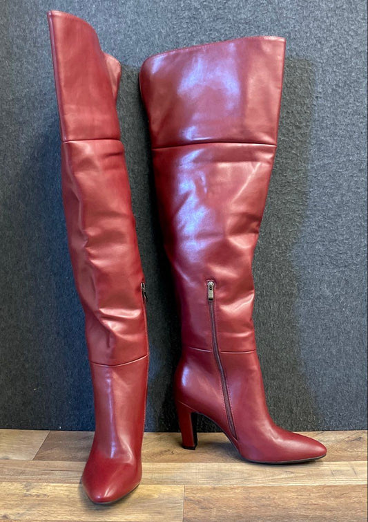 Wetkiss Red Pointed Toe Over the Knee OTK Fashion Boots Women's Size 10