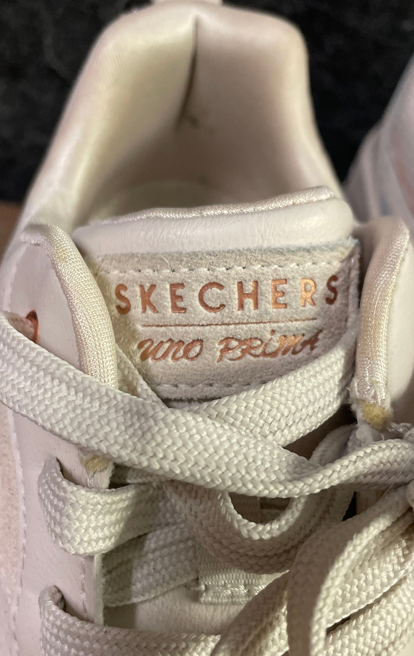 Skechers Uno Prime Off White Rose Gold Fashion Sneakers Women's Size 10