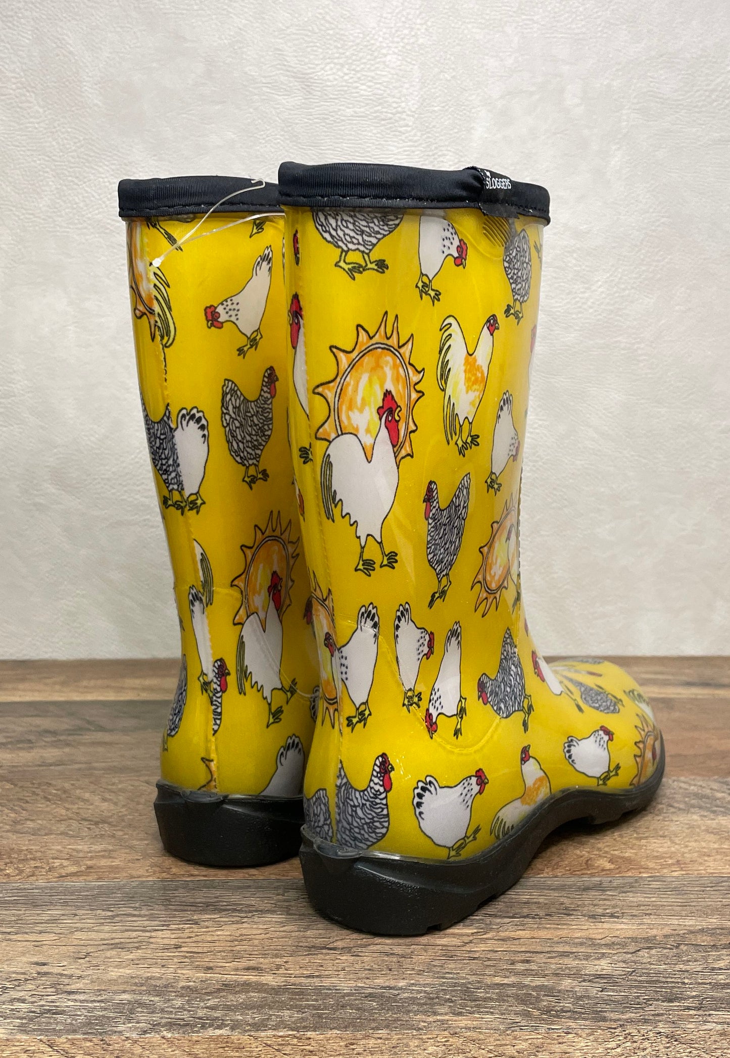 Sloggers Chicken Yellow 10-inch Rain Garden Boots Women's Size 6 NWT