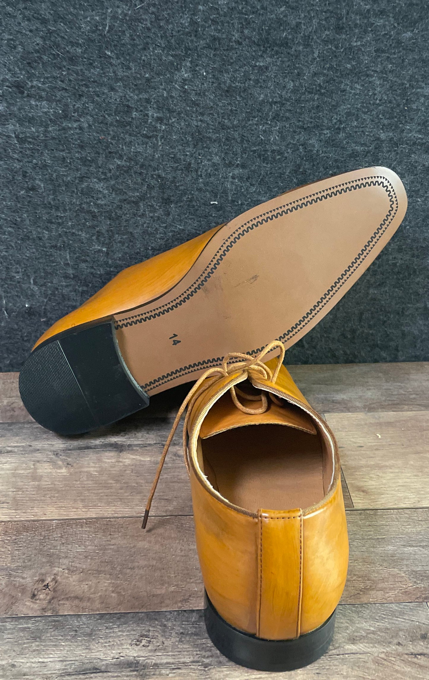 Jonsen Milan Tan Leather Plain Toe Oxford Men's Dress Shoes Size 14