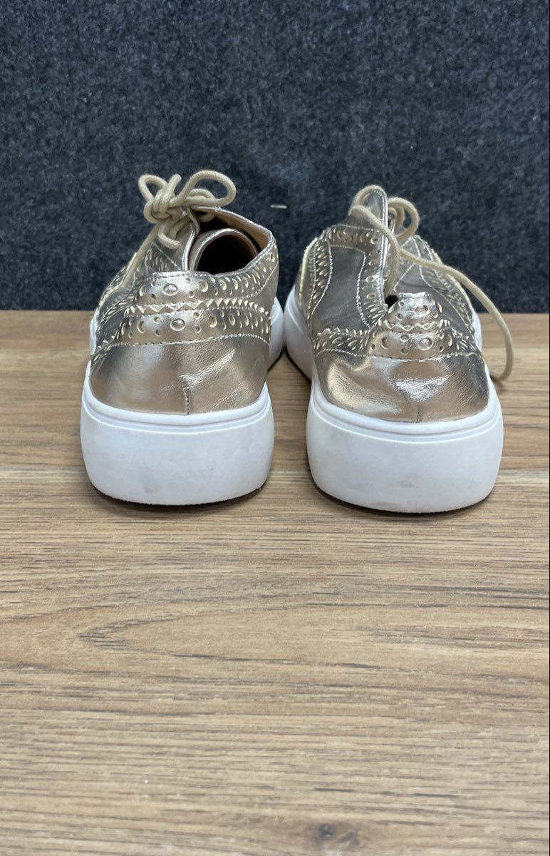 Franco Sarto Gold Metallic Wingtip Brogue Platform Sneakers Women's Size 8.5M