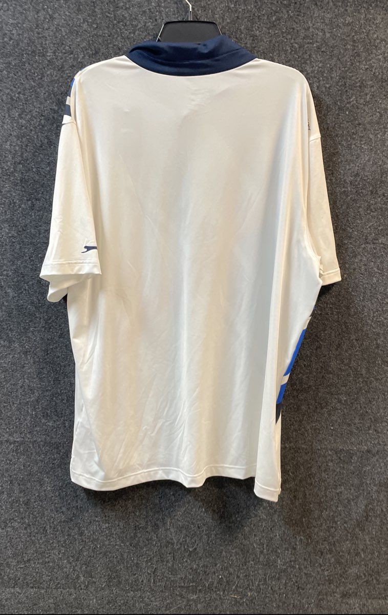 Slazenger Men's Short Sleeve Polo Shirt White Blue Orange Geometric Graphic 2XL