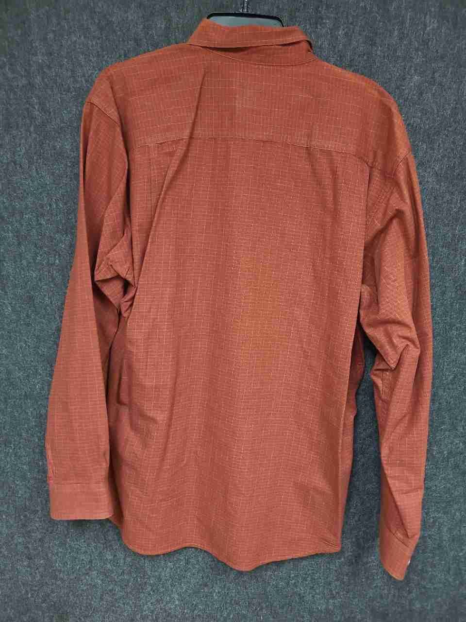 Columbia Men's Long Sleeve Button Down Shirt Rust Orange Grid Pattern AM7739 L