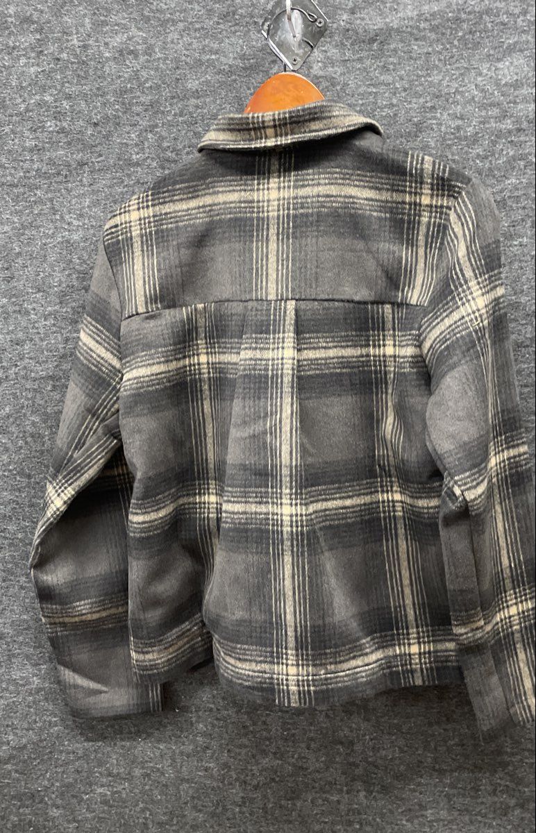 Banana Republic Women's Grey Plaid Flannel Shacket Shirt Jacket NWT Size S