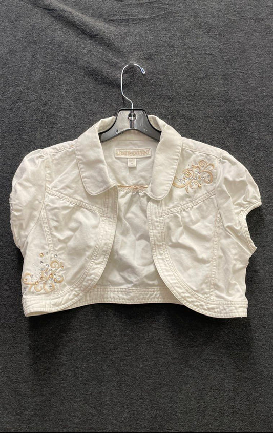 Limited Too Girls White Embroidered Rhinestone Cropped Bolero Jacket Size 20