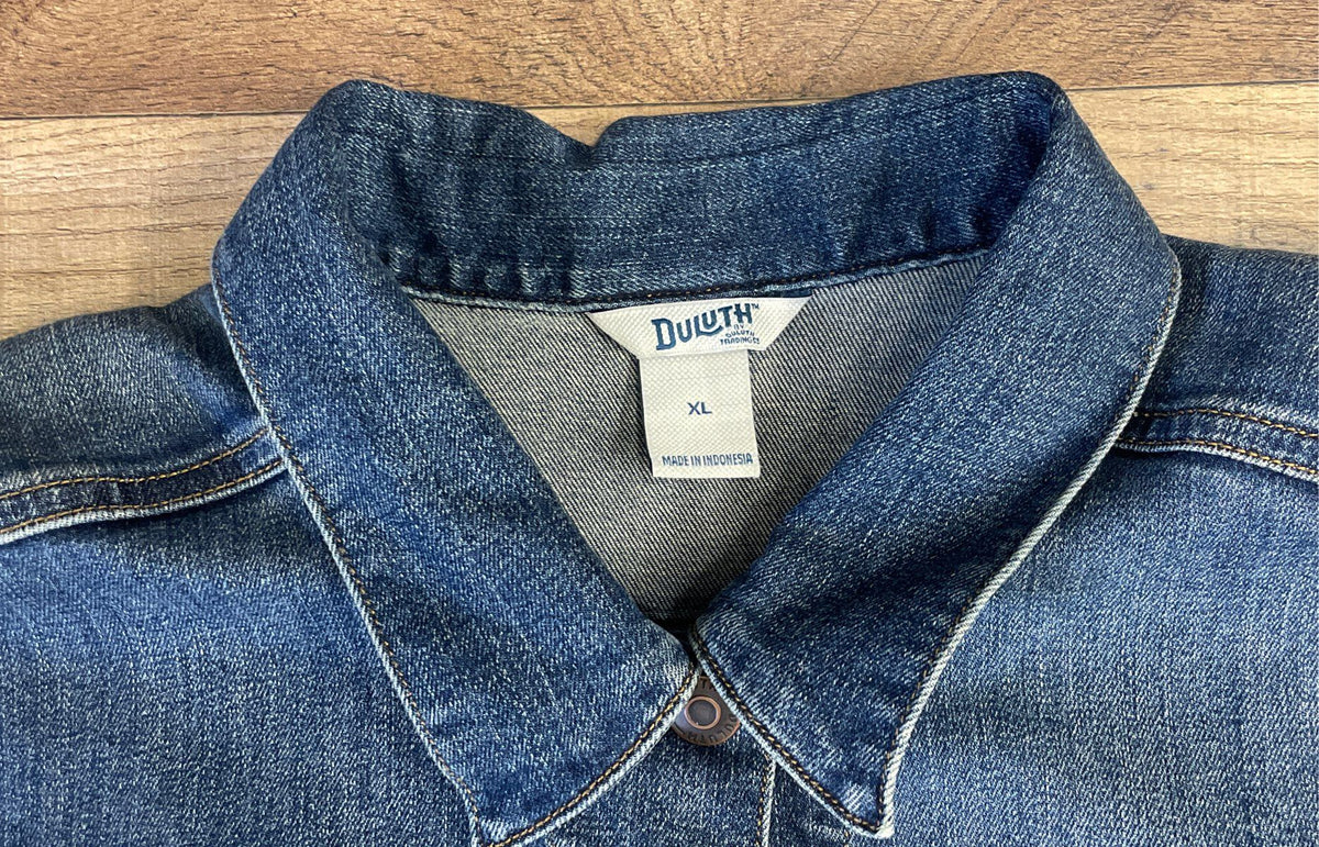Duluth Trading Co Women's Blue Stretch Denim Trucker Jacket Sz XL