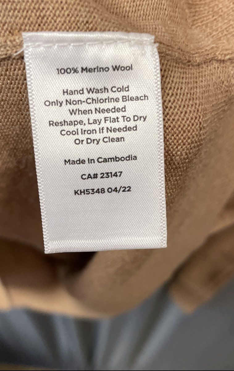 Talbots Plus Women's Tan Merino Wool Ribbed Shoulder Crewneck Sweater Size 3X