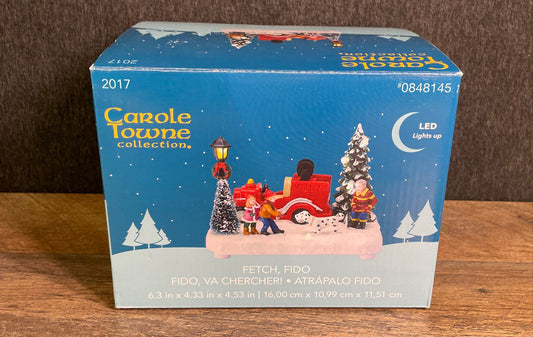 2017 Carole Towne Collection Fetch Fido LED Village Fire Truck Figure Open Box