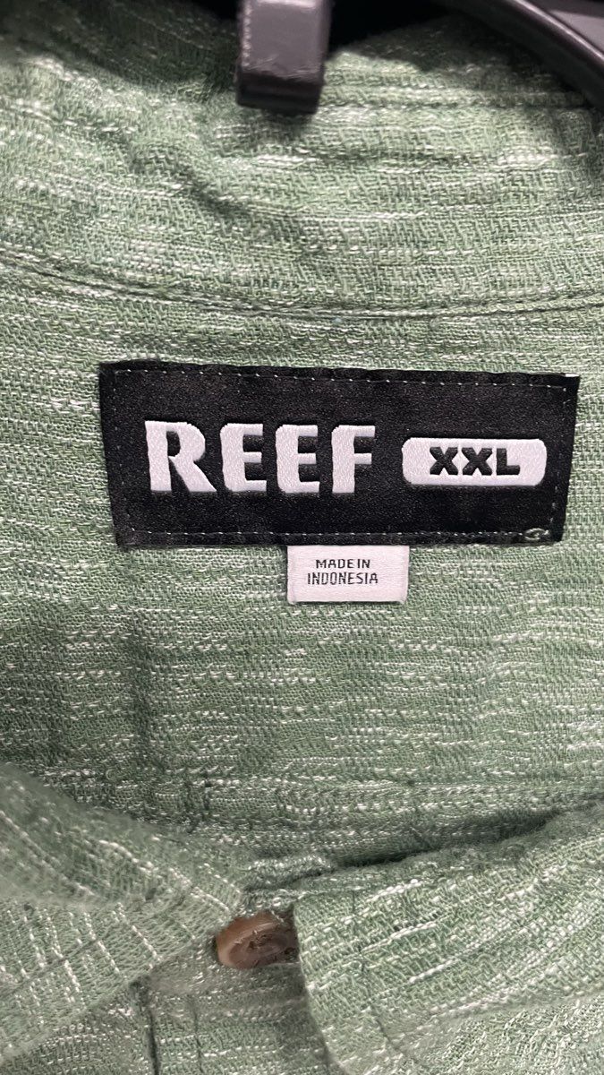 Reef Men's Green Heathered 100% Cotton Short Sleeve Button Up Shirt Sz XXL