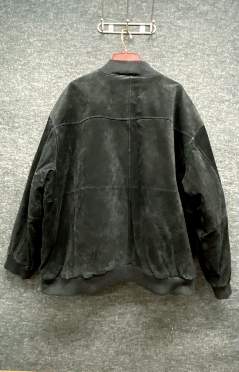 Urban Baron Men's Black Suede Bomber Jacket Quilted Lined Full Zip L