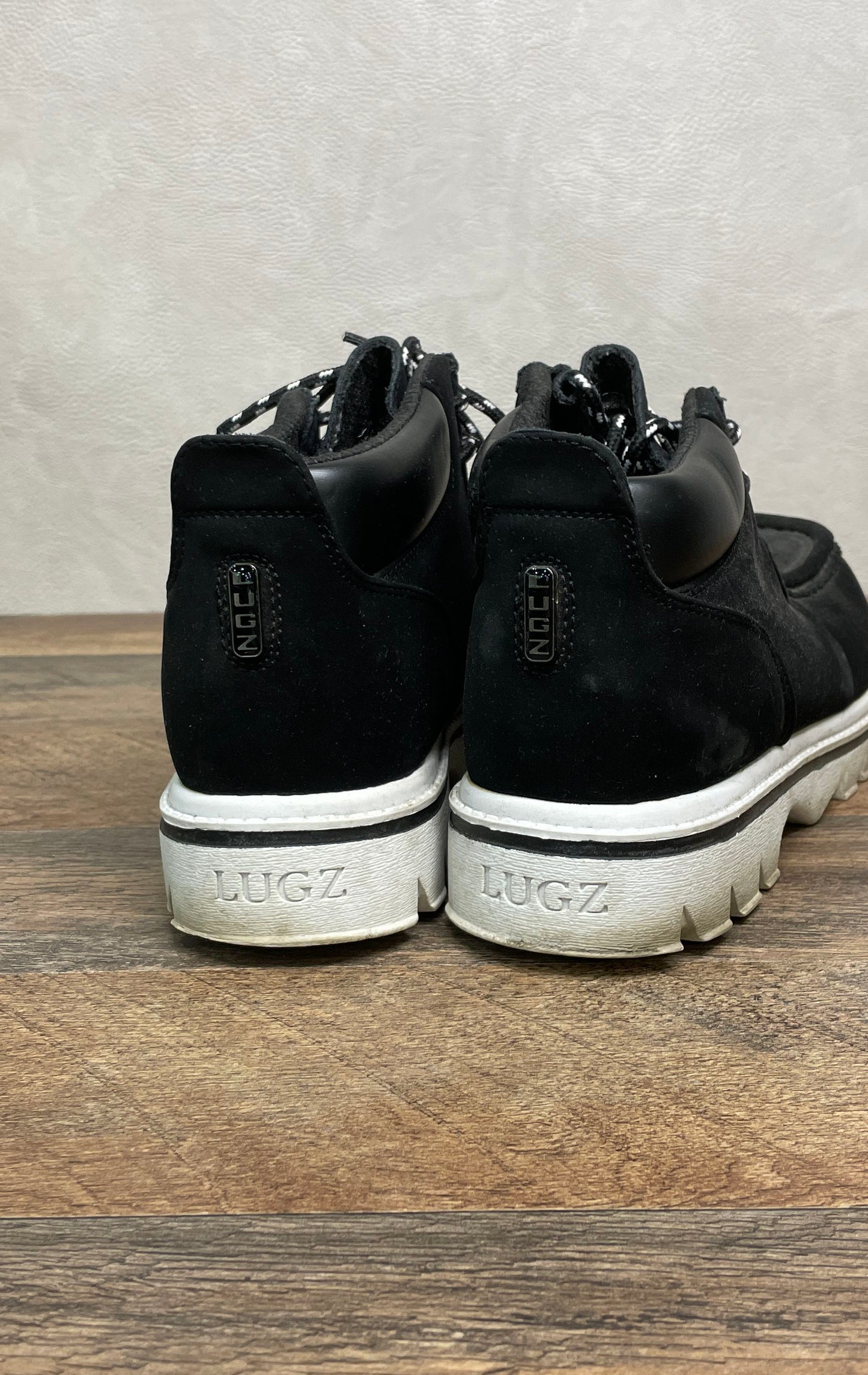 Lugz Fregade Hi Black White Synthetic Moc Toe Men's Boots Size 8.5