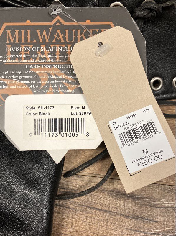 Milwaukee Leather Men's Black Full Grain Leather Motorcycle Chaps NWT Sz M