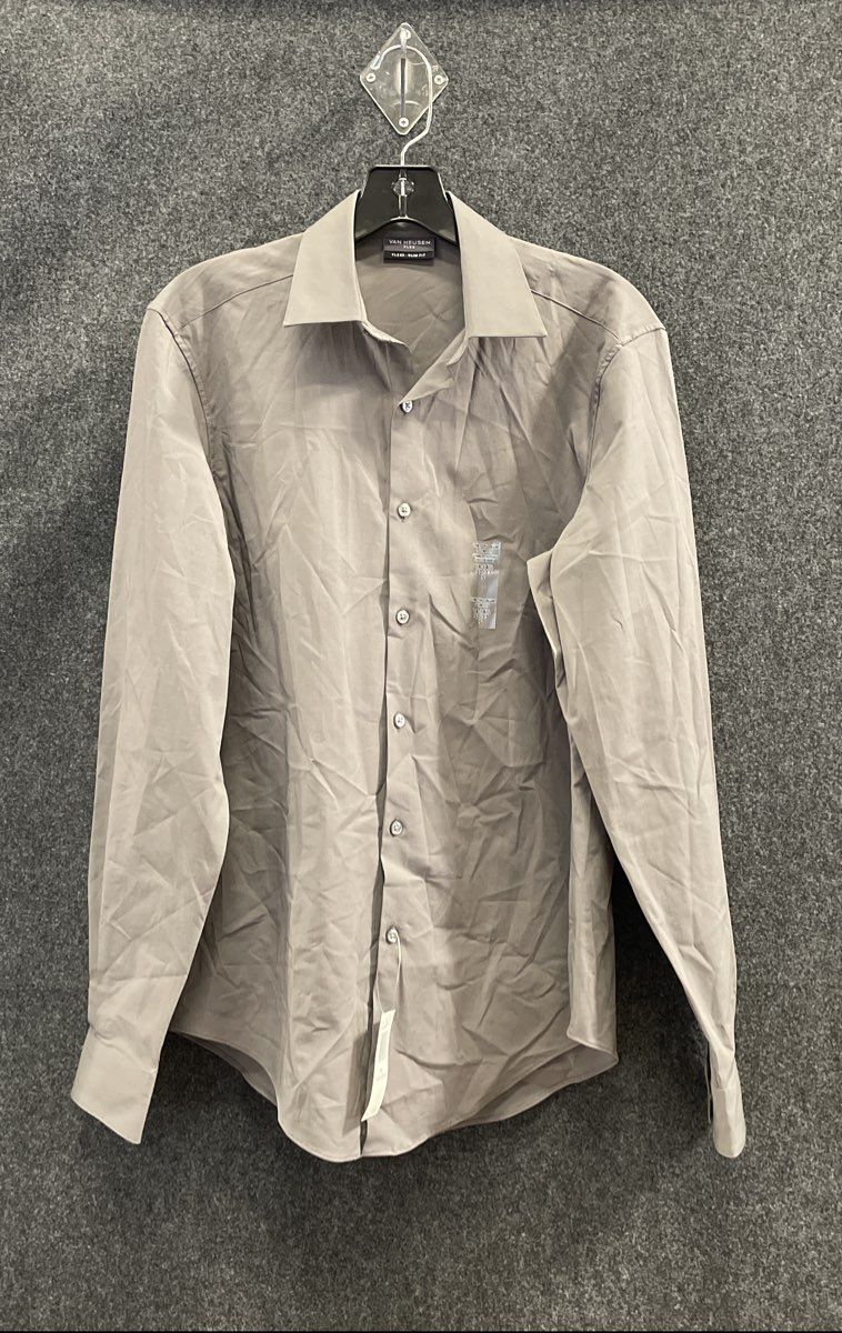 Van Heusen Men's Flint Gray Flex3 Slim Fit Button Up Shirt Sz S NWT