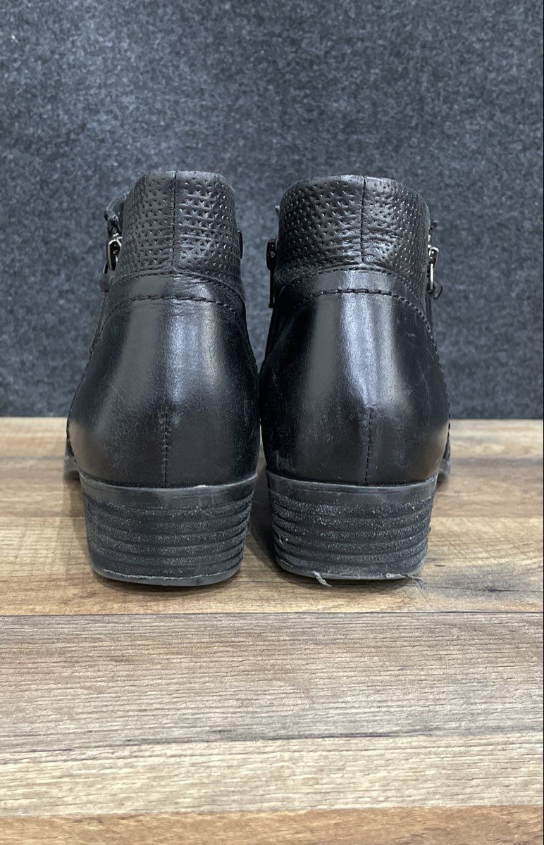 Rockport Black Leather Perforated Heel Side Zip Ankle Boots Size 10