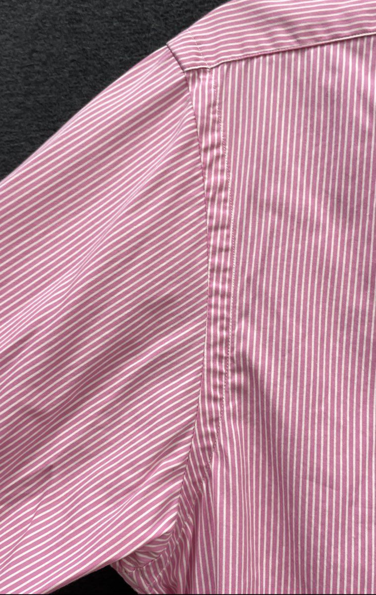 Ralph Lauren Men's Pink White Striped Long Sleeve Cotton Button Down Shirt 16.5