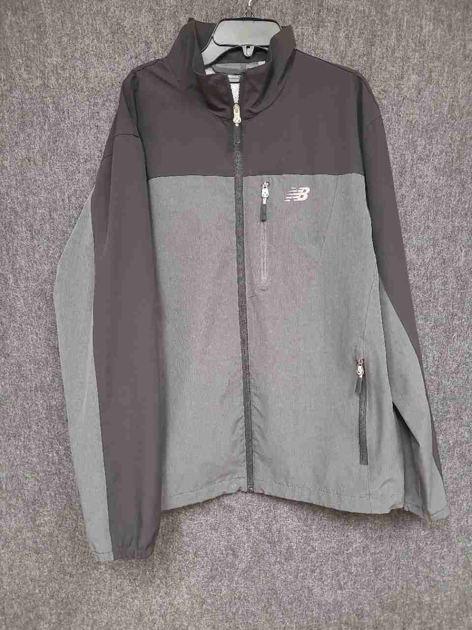 New Balance Men's Gray Black Softshell Full Zip Mock Neck Jacket Sz M