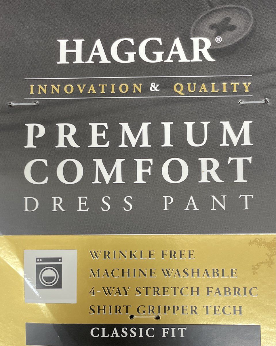 Haggar Men's Premium Comfort Dress Pants Olive Brown Stretch Stria NWT 40x32