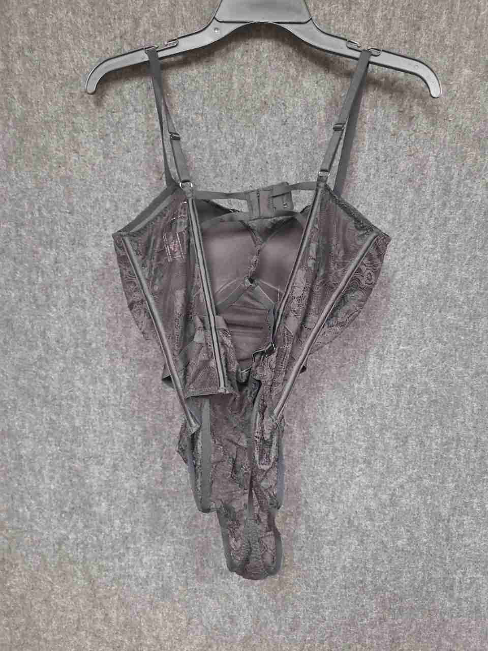 Victoria's Secret Women's Lace Underwire Teddy Bodysuit One Piece Charcoal Sz L
