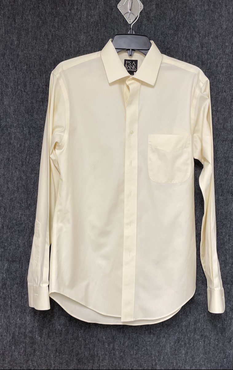 Jos. A. Bank Men's Yellow Traveler's Collection Slim Fit Dress Shirt Sz M 15 34