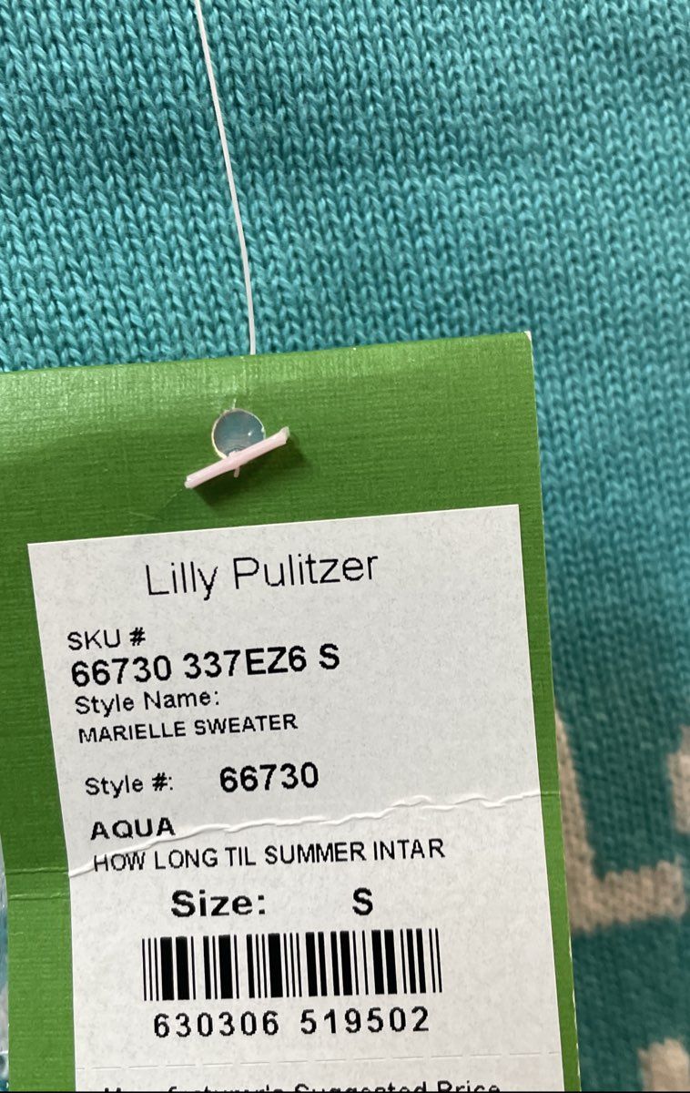 Lilly Pulitzer Women's Marielle Sweater Aqua How Long Til Summer NWT S