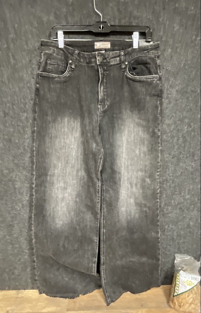 KUT from the Kloth Women's Gray Acid Wash Wide Leg Raw Hem Jeans Sz 12 NWT